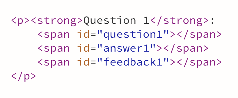 HTML code for one question block